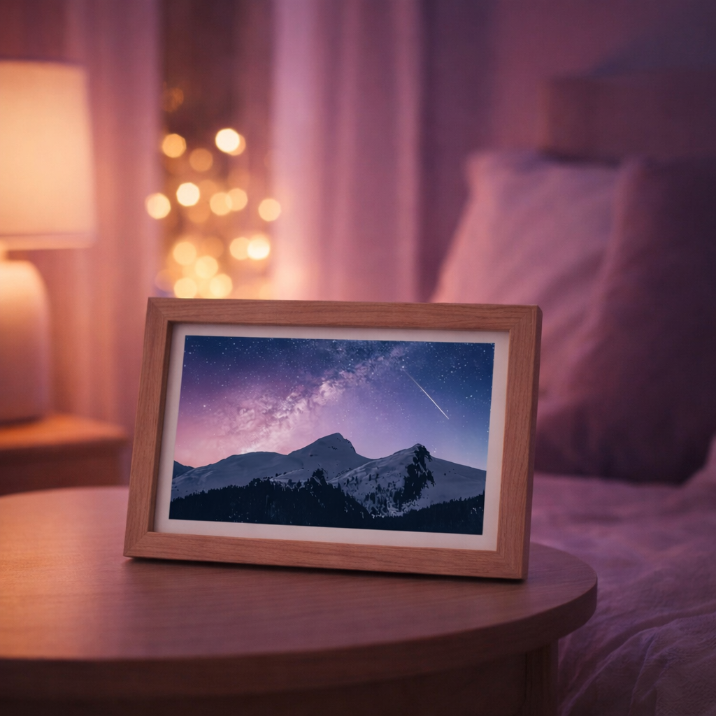 Color E-Ink frame showing a beautiful travel photo